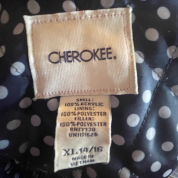 Brand: Cherokee. Size: XL 14/16 Red coat w blue white polka doted coat lining. - Picture 2 of 6